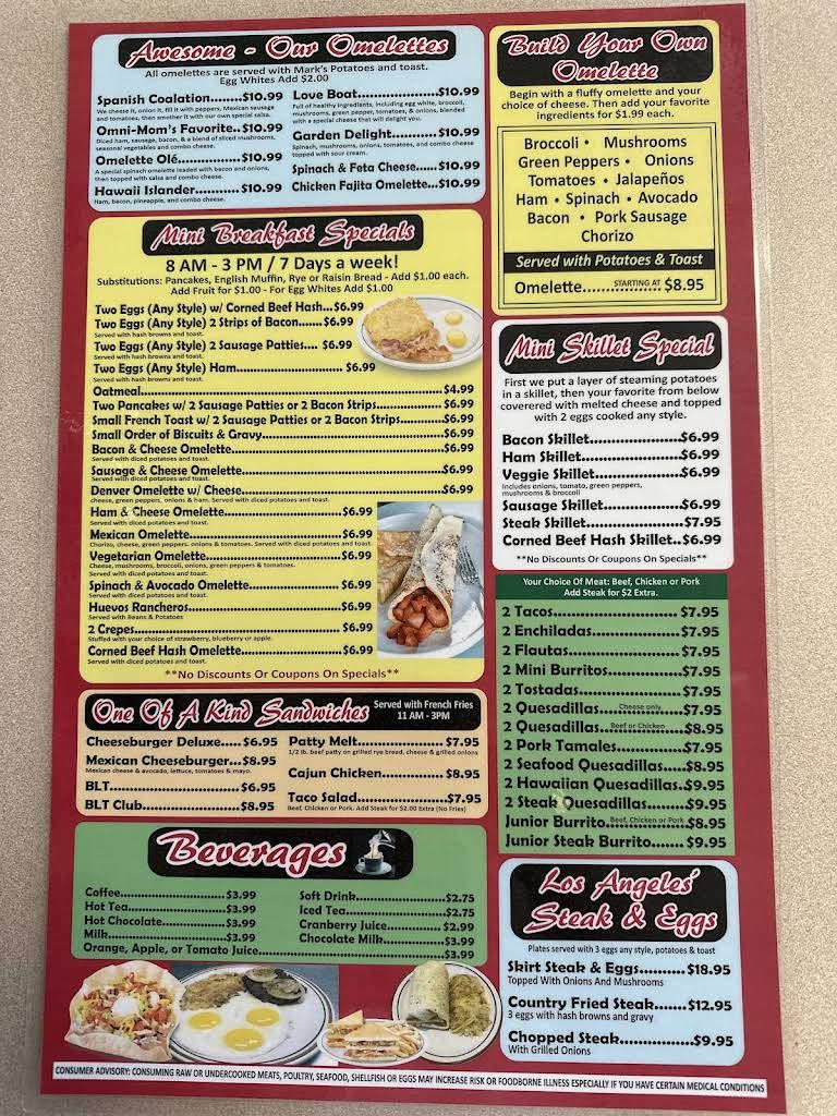 Los Angeles Cafe Menu 1