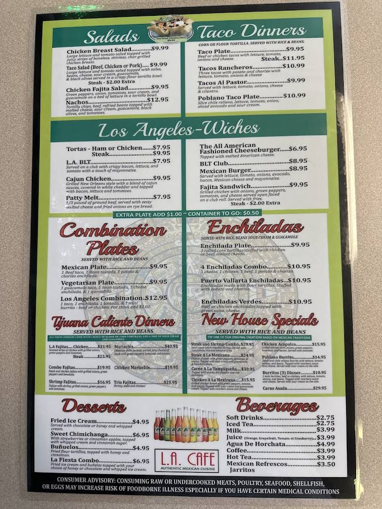 Los Angeles Cafe Menu 3