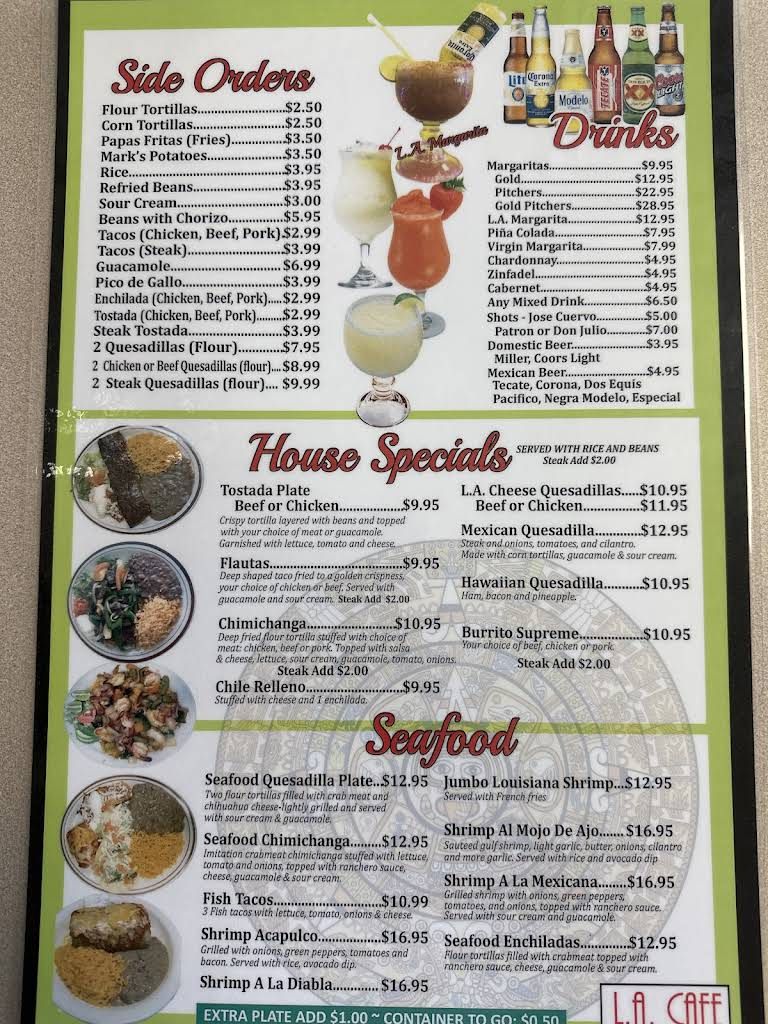 Los Angeles Cafe Menu 4